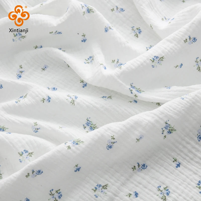 Soft Heart Print Cotton Sewing Fabric Crepe Double Layer Gauze Cloth Valentine's Day Diy Towel Material YHW300530