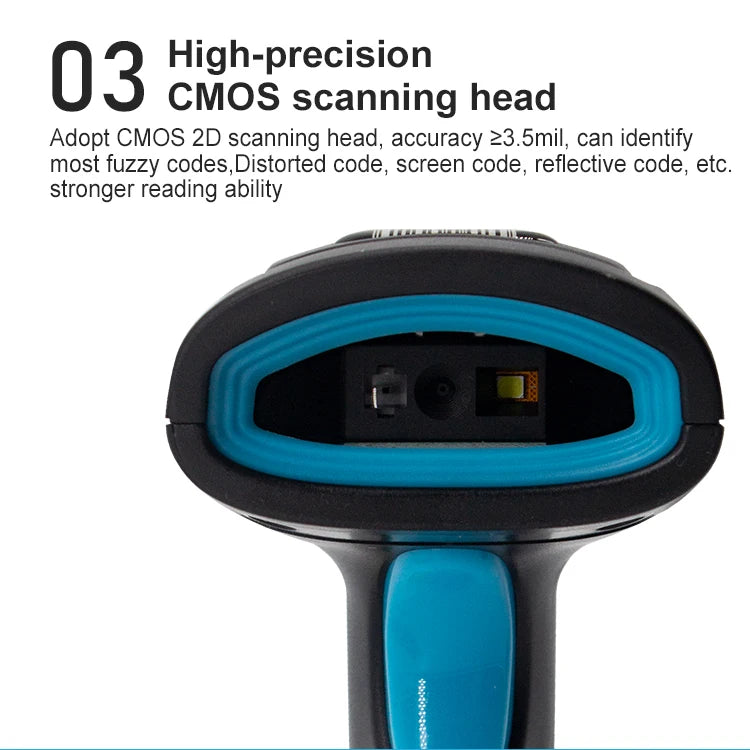 2D 1D Barcode Reader Wireless QR Bar Code Scanner CMOS Image High-speed Decoding Bluetooth Handheld Scanner for store
