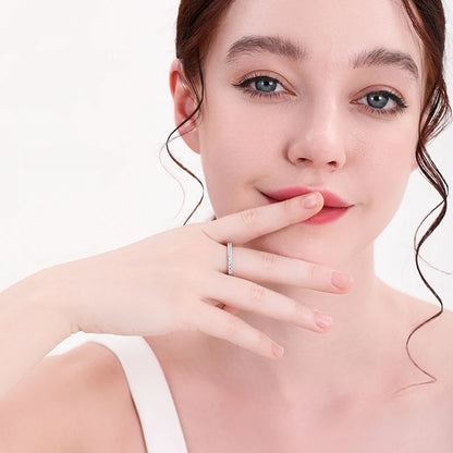 ALIZERO 1.5mm D Color Moissanite Ring with GRA 925 Sterling Sliver Plated 18k White Gold Wedding Rings for Women Fine Jewelry