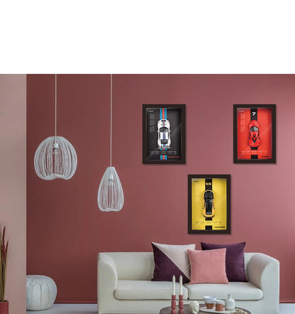 1:32 3D Photo Frame Wall Hanging Paintings Alloy Metal Diecast Model Car Home Trend Toy Decorations Display Valentine's Day Gift