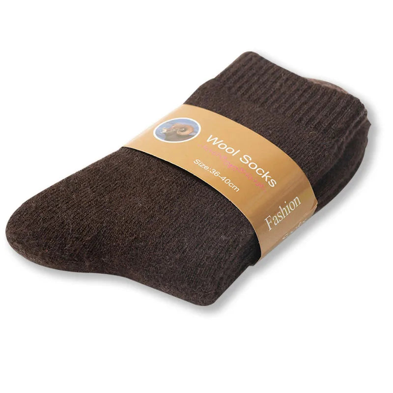 1 Pair Solid Color Wool Socks Men's Sock Women Socks Against Super Thicker Winter Socks High Quality Cold Snow Sock Merino Socks