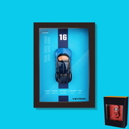 1:32 3D Photo Frame Wall Hanging Paintings Alloy Metal Diecast Model Car Home Trend Toy Decorations Display Valentine's Day Gift