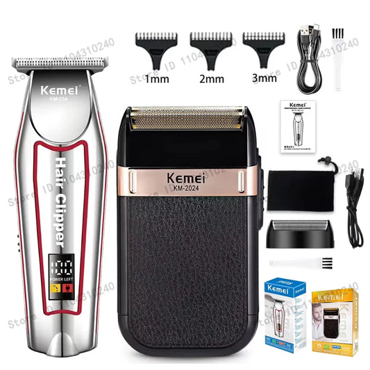 Kemei Men's Electric Hair Trimmer USB Charging Cordless Hair Clipper Reciprocating Twin Blade Beard Shaver KM-2024 KM-034 Kit
