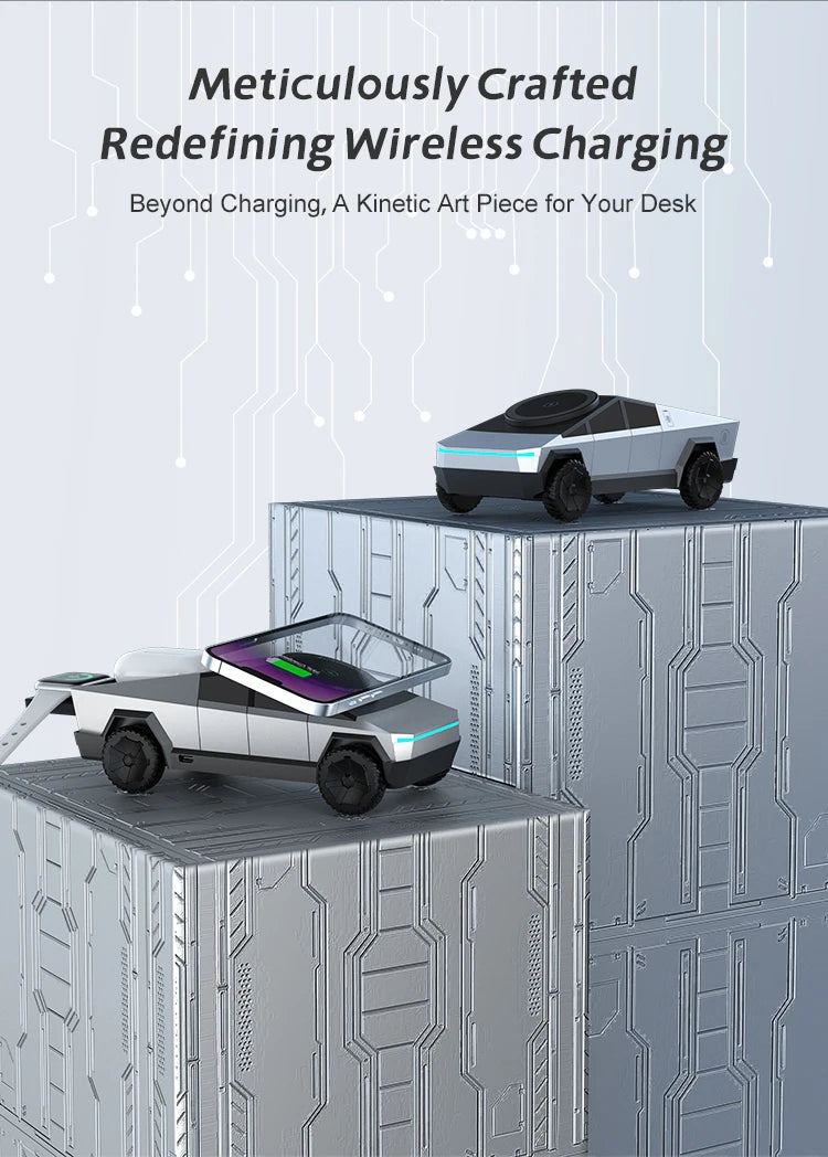 New Cybertruck Multifunctional 3-in-1 Wireless Charger Desktop Qi2 Charger for IPhone (15W),Iwatch (5W), Airpods (2.5W) Charging