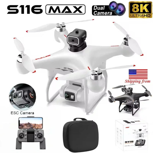 S116 MAX FPV Drone Triple Battery Dual 8K HD Cameras Optical Flow Positioning WIFI Real-Time Transmission 360° Smart Avoidance