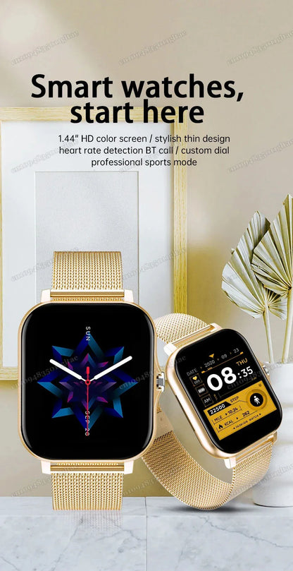 New Smart Watch Android IOS Phone 1.44 Inch Color Screen Bluetooth Call Blood Oxygen/Pressure Monitoring Smart Watch Women Men