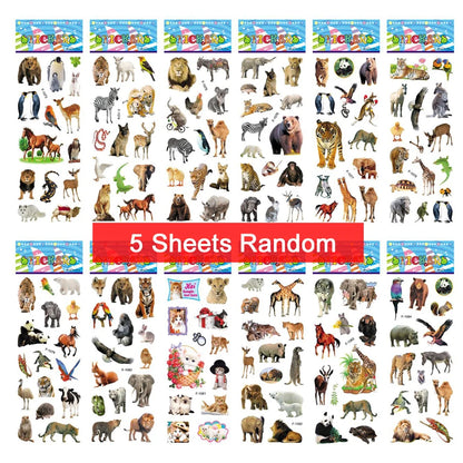 5 Sheets Kids Stickers Puffy Stickers for Children Birthday Christmas New Year Gift for Girl Boy Scrapbooking Cartoon Stickers