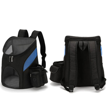 Pet backpack foldable pet portable backpack for going out mesh breathable with side pocket cat and dog backpack