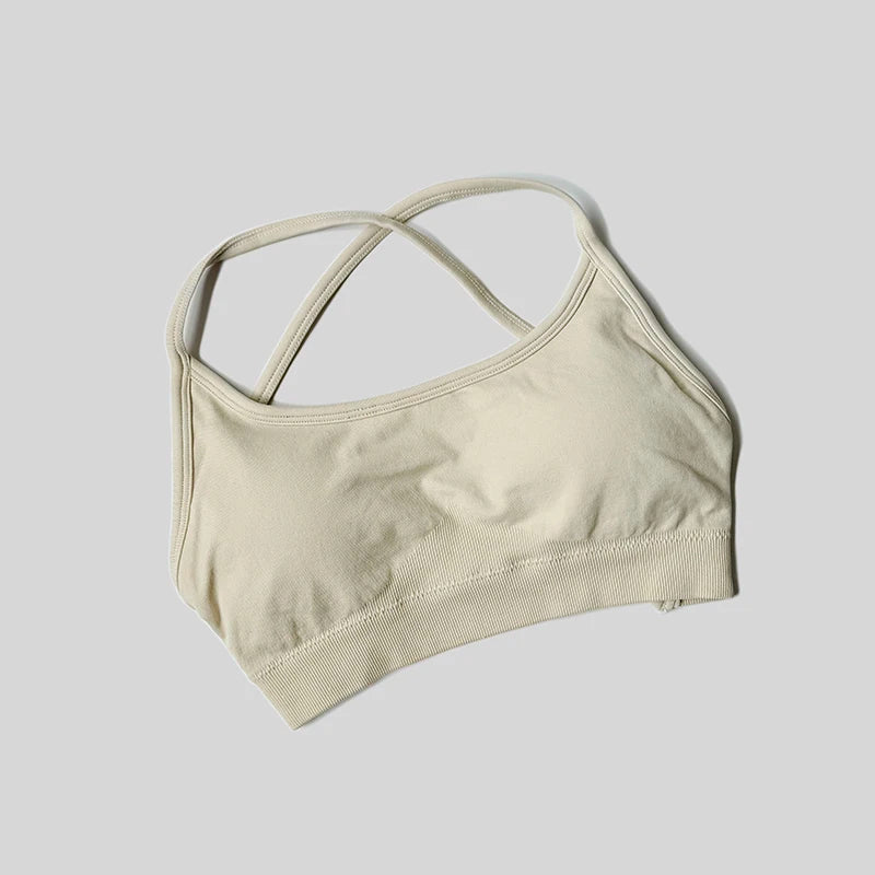 Sexy Backless Impact Strappy Bra Top Women High Support Thin Sport Seamless Bras Scrunch Sports Workout Fitness Tank