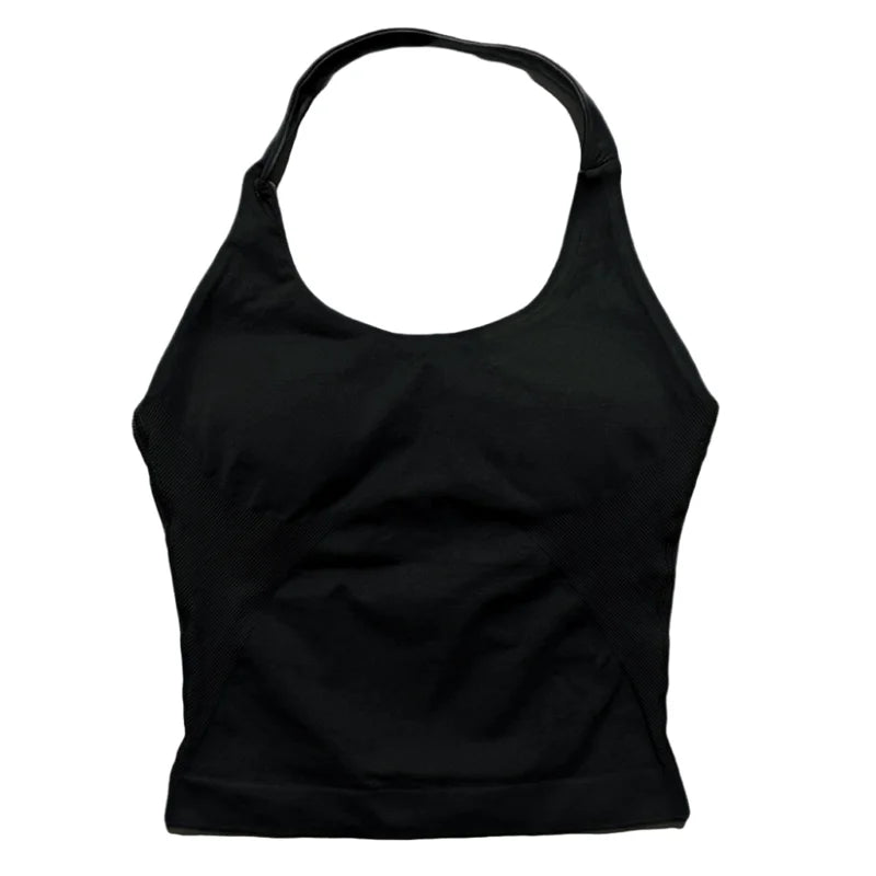 HISTELLO Halter Top Gym Vest Woman Backless Tank Tops Push Up Sport Bras Running Vest Workout Tops Activewear Yoga Clothing
