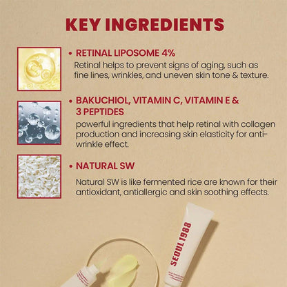 Seoul 1988 Retinol Eye Cream 4% Anti Aging Eye Treatment Dark Circles, Wrinkles, Puffiness Firming & Lifting Eye Cream For Women