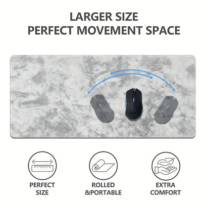 Tapis de bureau gris élégant : accessoire PC antidérapant pour le jeu et le bureau, grand format et design minimaliste