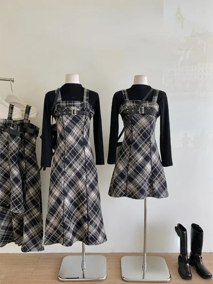 French Vintage Casual 2 Piece Dress Set Women Slim Bodycon Blouse + Office Lady Elegant Sweet Mini Dress Korean 2024 Autumn