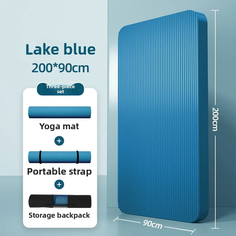 Tapis de yoga pour homme, 20 mm d'épaisseur, allongé et élargi, antidérapant, idéal pour l'exercice, couleur unie, en NBR.