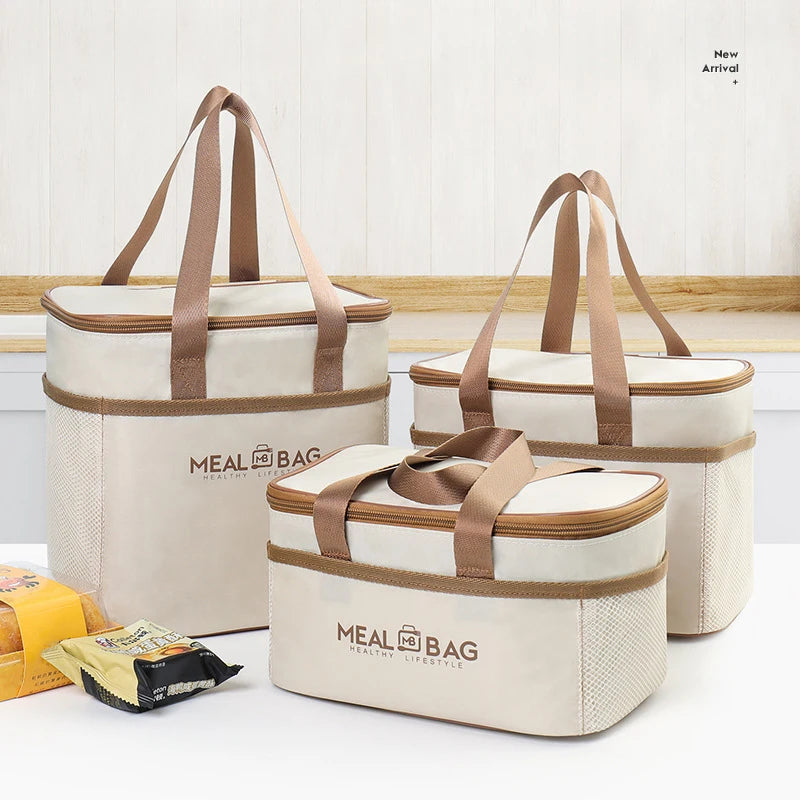 Sac à lunch portable isotherme étanche avec bandoulière, sac isotherme à main, emballage en aluminium A-DH