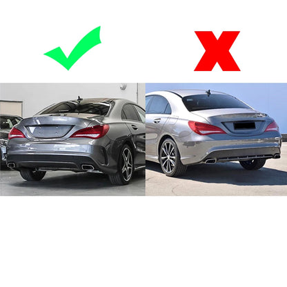 MagicKit For Mercedes Benz  AMG W117 C117 X117 Rear Diffuser With Exhaust Tailpipes CLA260 CLA45 Rear Bumper Lip Gloss Black