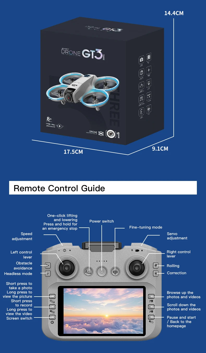 NEW Original GT3 Max Mini Drone 8K GPS Professional HD Aerial Photography Remote Control Aircraft HD Dual Camera Quadcopter Toy