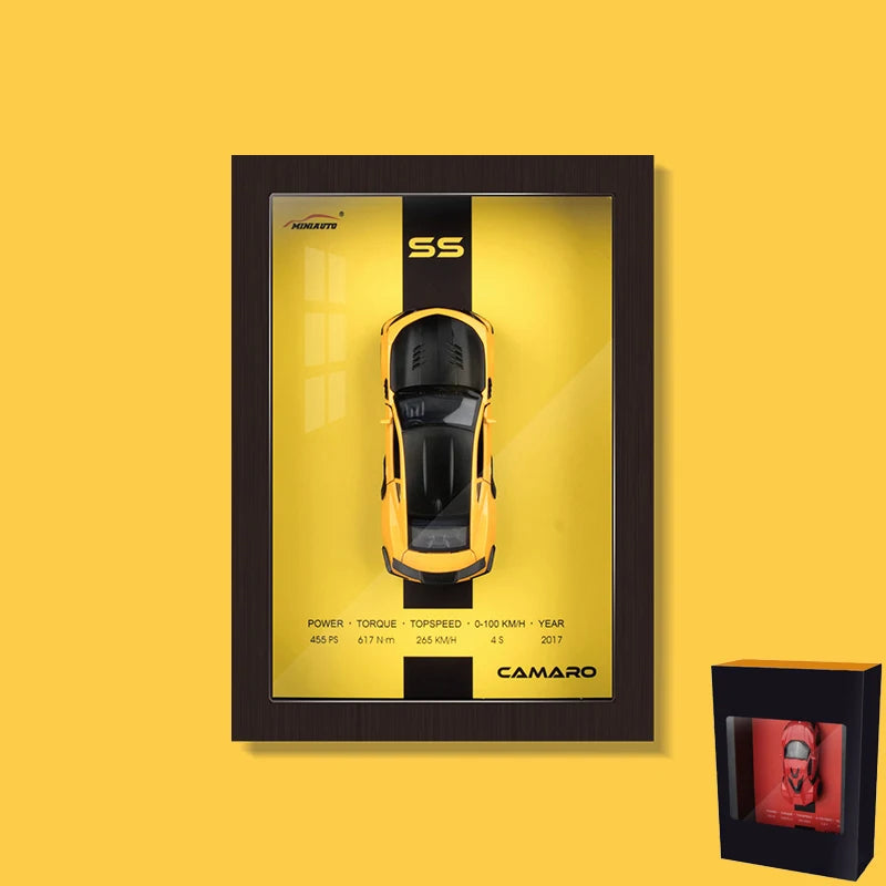 1:32 3D Photo Frame Wall Hanging Paintings Alloy Metal Diecast Model Car Home Trend Toy Decorations Display Valentine's Day Gift