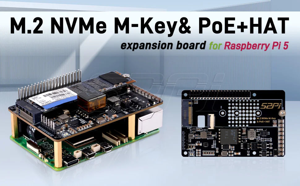 52Pi M.2 NVME M-key & PoE+ Hat & Active Cooler Kit For Raspberry Pi 5 Support SSD: 2230/2242/2260/2280
