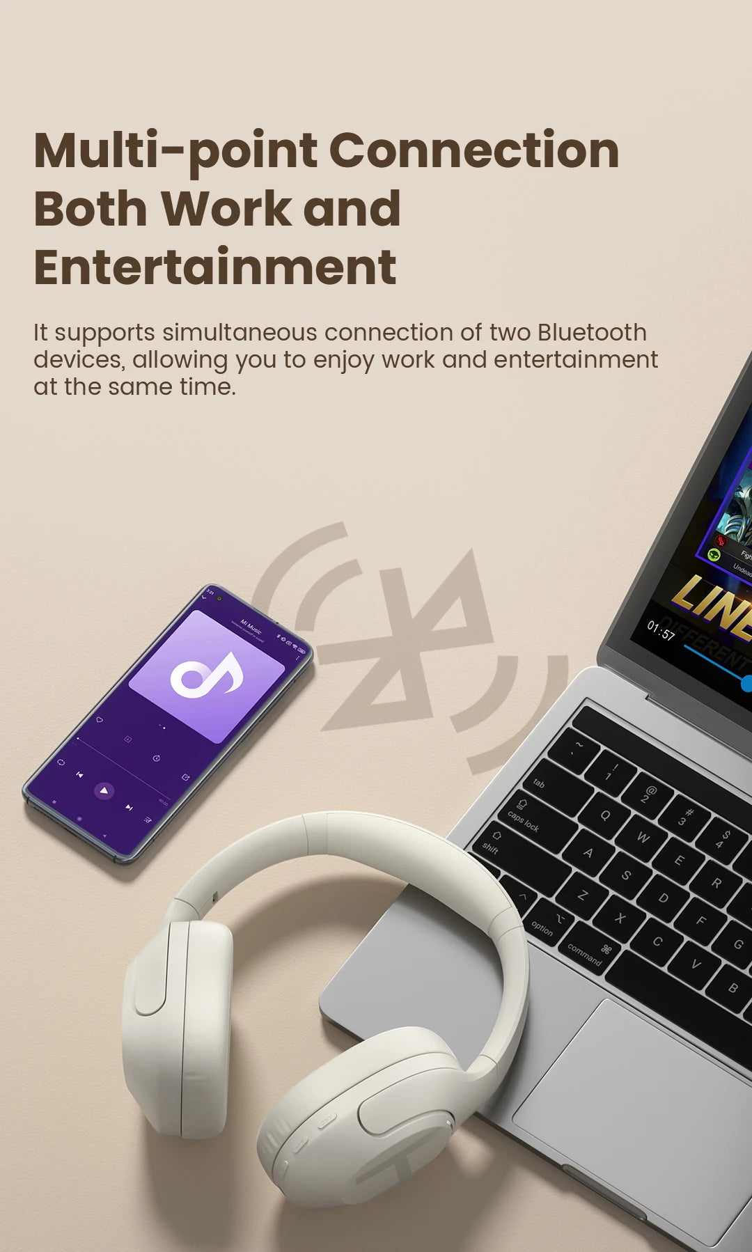 HAYLOU S35 ANC Wireless Bluetooth 5.2 Headphones 42dB Over-ear Noise Cancellation Headsets 40mm Driver 60H Playtime Earphones