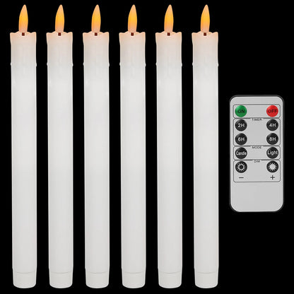 Lot de 6 ou 12 bougies coniques ivoire sans flamme à LED, effet scintillant, avec télécommande, mèche 3D, fonctionne sur piles, décoration de Noël, fenêtre ou mariage