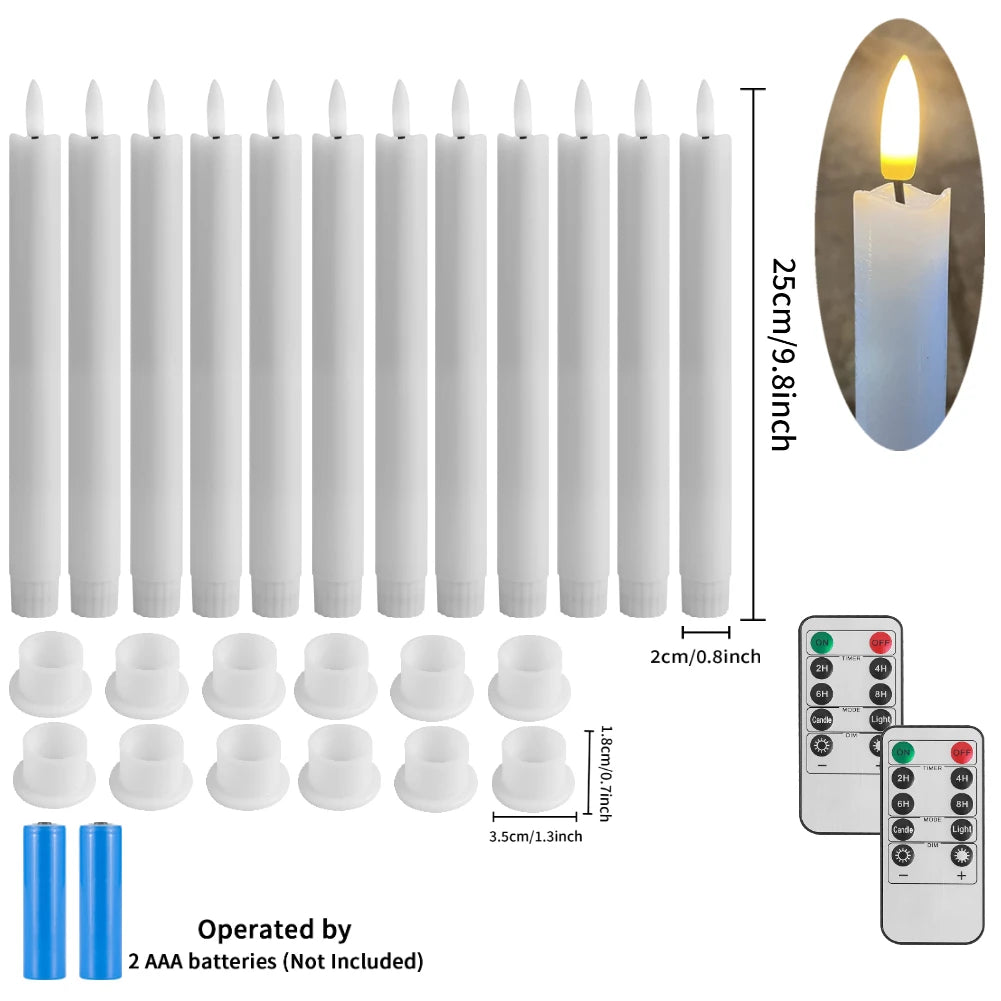 Pack of 6 Remote Control LED Decorative Candle Light Battery Operated Flameless Electronic Home Party Wedding Candle With Timer