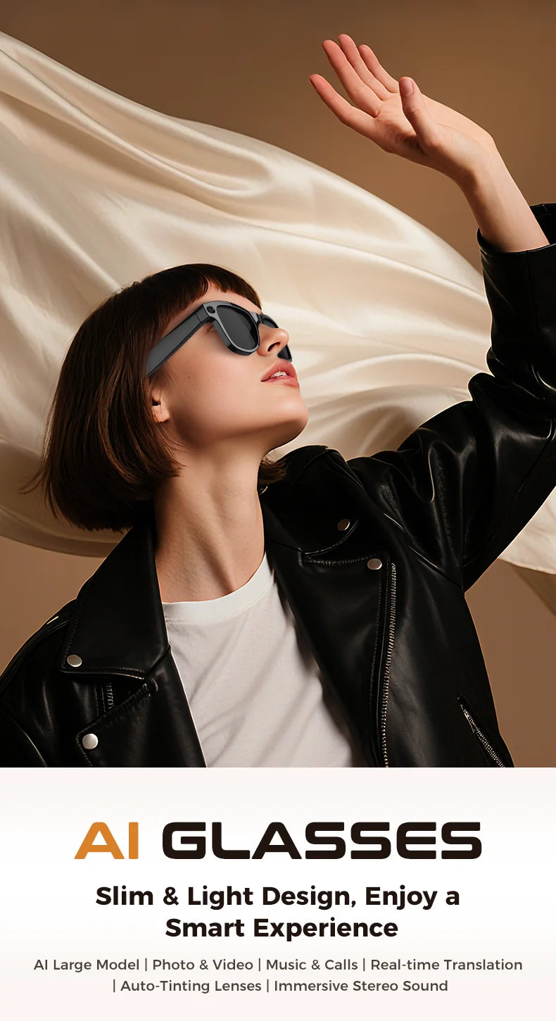 2026 Smart Glasses Women 3600mAh Power Bank 800W Camera 120+Languages Translation Recording Videos Music Player Call Glasses Men