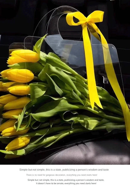 4-20PCS Flower Bag 50 Silk Clear PET Tote Bag Valentine's Day Transparent Gift Bag Simple Internet Popular Flower Packaging Bag