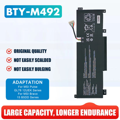 BTY-M492(white)  For Msi Bravo C7VF Stealth A13VF-021UK Sword 15 A13V A11UE A11UG Cyborg 15 A12VF CrosshAir 17 A11UCK A11UDK