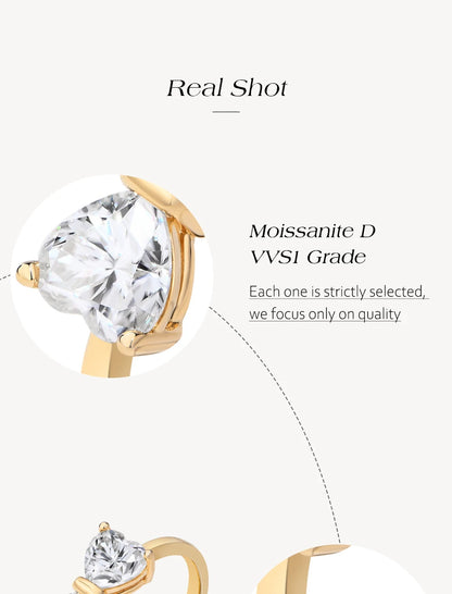 Bagues en argent sterling 925 avec nœud papillon et moissanite, lot de 2, 0,8 ct, taille cœur, couleur D, pureté VVS1. Bijou de luxe idéal pour une soirée.