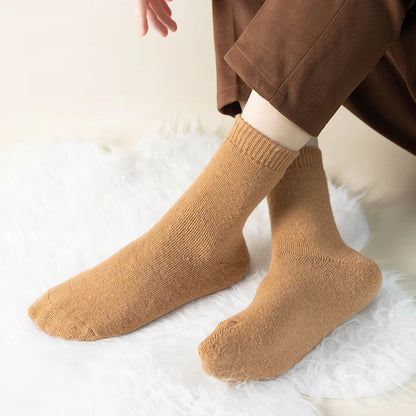 1 Pair Solid Color Wool Socks Men's Sock Women Socks Against Super Thicker Winter Socks High Quality Cold Snow Sock Merino Socks