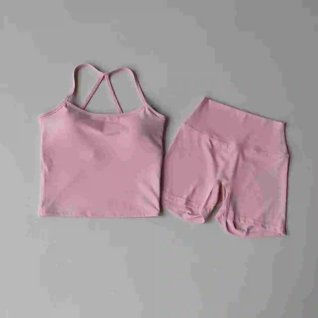 2PCS Gym Fitness Medium-intensity Sports Vest Beauty Back Yoga Suit Sports Bra Women Pilates Bra High Waist Hip Lift Shorts Set