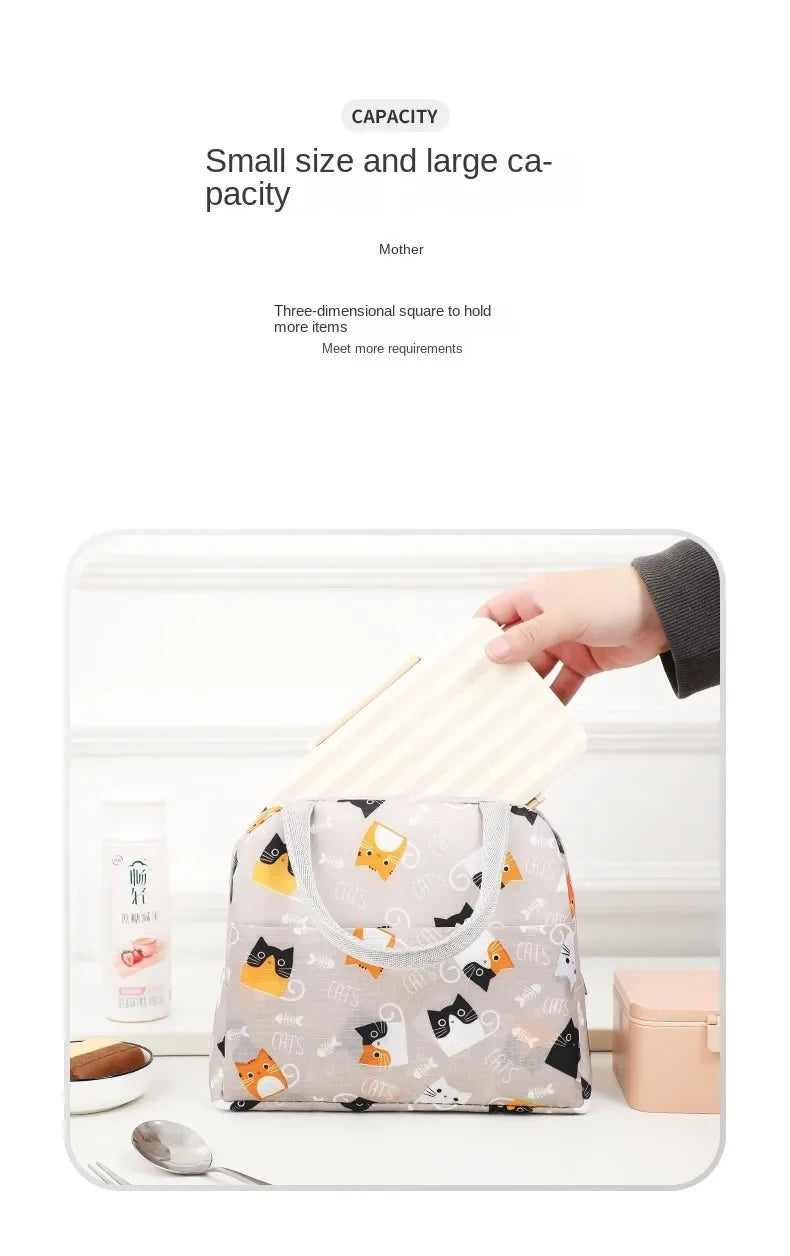 Sac à lunch isotherme à motif dessin animé (1 pièce), idéal pour les pique-niques, les sorties scolaires et les bentos. Grande capacité.