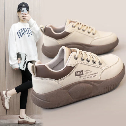 New Women's Shoes 2024 Spring Thick Sole Elevated Shoes Sports Shoes Women's Shoes Student Street Casual Board Shoes