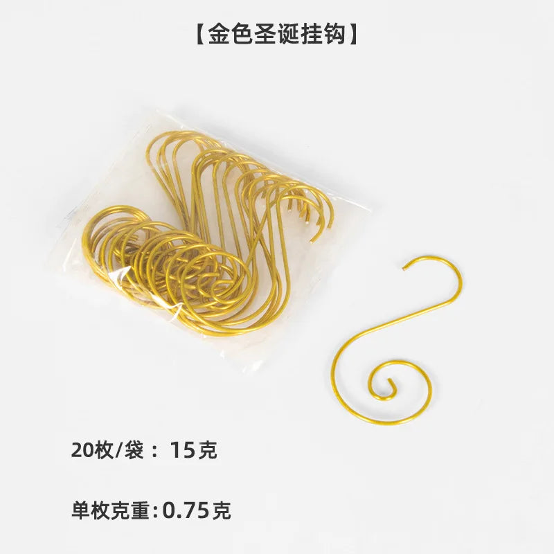 20 pièces/sachet Décorations de Noël Crochets en métal en forme de S Support Boule de Noël à suspendre Décorations pour la maison Noël et le Nouvel An