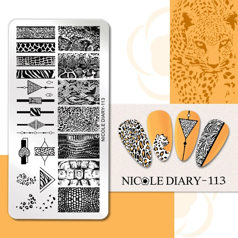 NICOLE DIARY Rose Flower Nail Stamping Plates Image Template Valentine's day Love Heart Printing Stencil Nail Art Manicure Tools