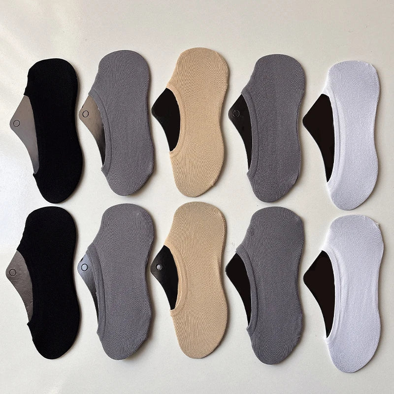 10 Pairs Random Men & Women Invisible Socks Non-slip Low Cut Boat Socks Breathable Cotton No Show Socks