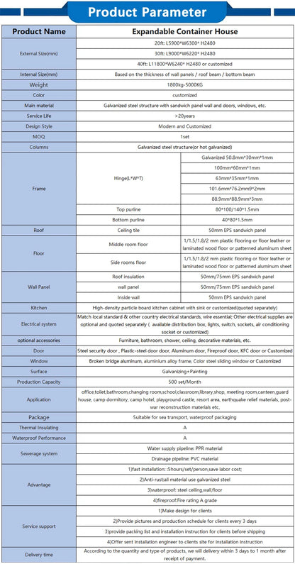 Prefabricated Container House Mobile Expand Container House Portable Small Family Modern Villa Family Waterproof Home Container