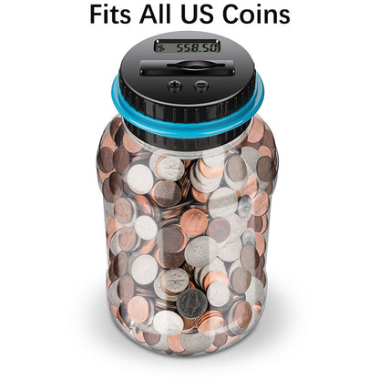 Digital Counting Money Jar, Children's Toys, Penny Bank for Kids, Digital Counting Coin Bank, Money Saving Jar, Holds Over 800 Coins, Powered by 2 AAA Batteries (Not Included), Christmas and Halloween Gifts