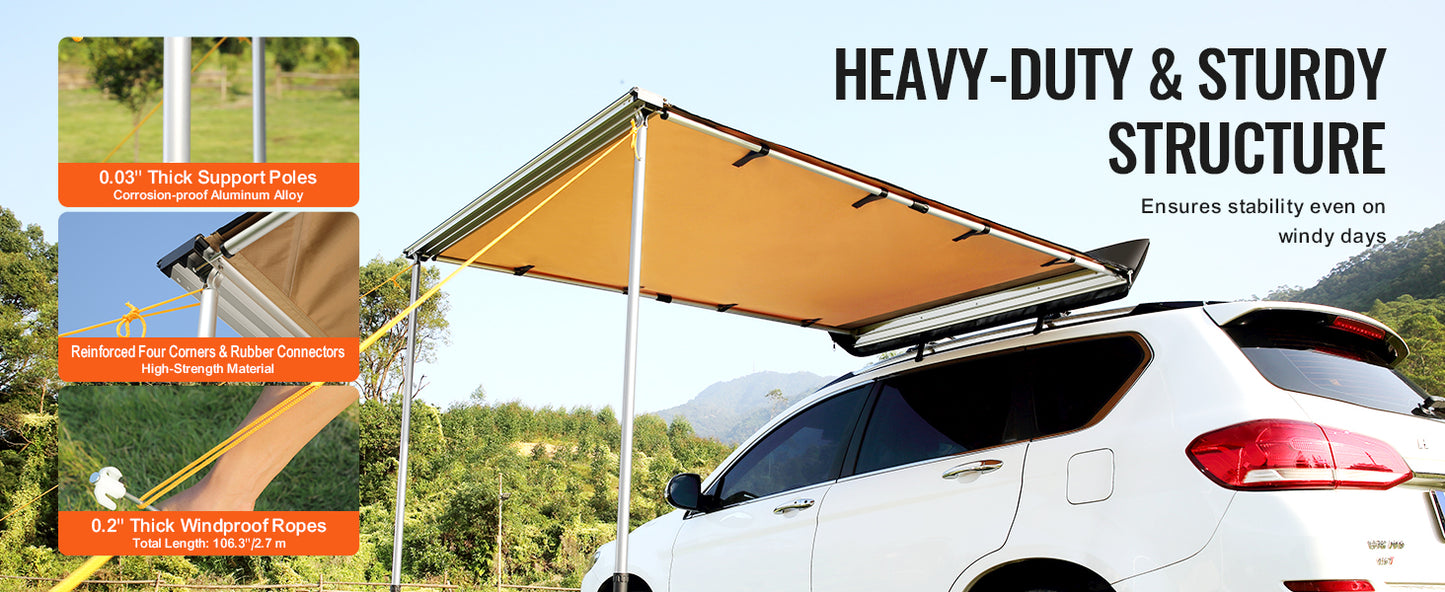 VEVOR Vehicle Awning  Retractable Car Side Awning Car Awning with Waterproof Storage Bag  Suitable for Truck SUV Van Campers