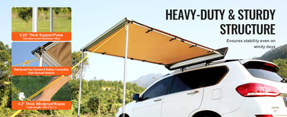 VEVOR Vehicle Awning  Retractable Car Side Awning Car Awning with Waterproof Storage Bag  Suitable for Truck SUV Van Campers