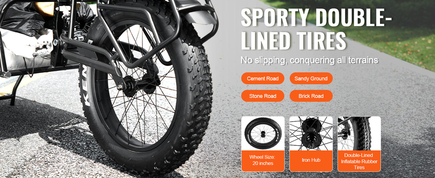 SucceBuy Bike Cargo Trailer 70 lbs Capacity Heavy-Duty Bicycle Wagon Cart Compact Storage & Quick Release Structure 20" Wheels