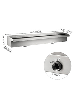 SucceBuy Waterfall Pool Fountain Stainless Steel Pipe Connector Spillway Garden Outdoor Pond Rectangular Swimming Pool Fountain