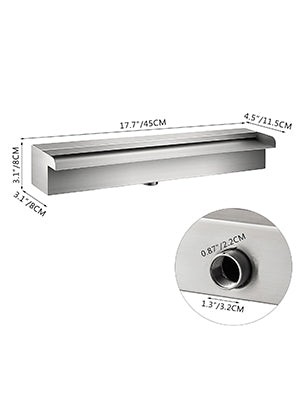 SucceBuy Waterfall Pool Fountain Stainless Steel Pipe Connector Spillway Garden Outdoor Pond Rectangular Swimming Pool Fountain